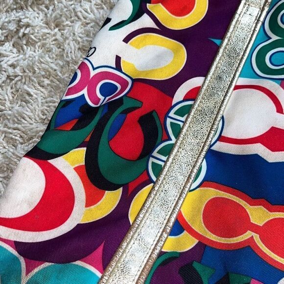 Coach Poppy Pop C Spotlight Tote Shoulder Bag Gold Multi Colored Bright - Picture 8 of 16